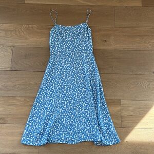 Reformation Peach Dress Light Blue Floral 4P